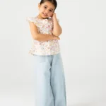 White Cotton Floral Button Top
