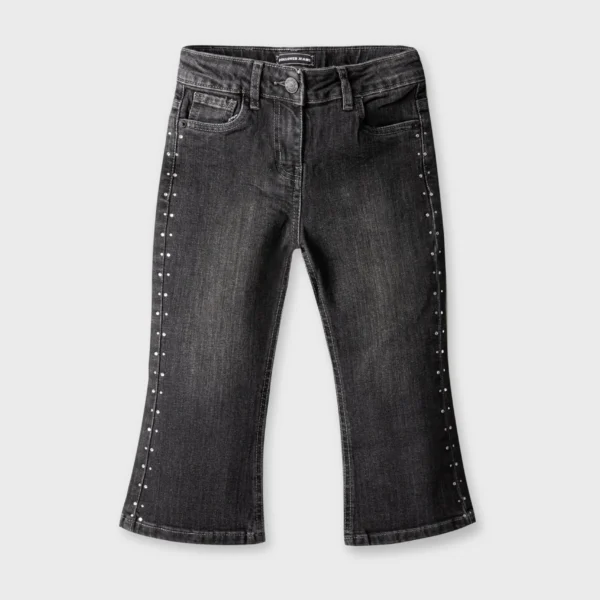 Girls Black Denim Boot-Cut Jeans