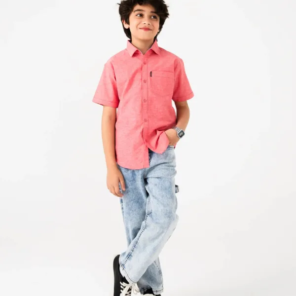 Boys Red Horizon Chambray Shirt