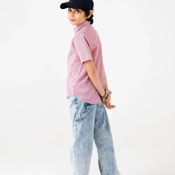Boys Red Stripe Casual Shirt