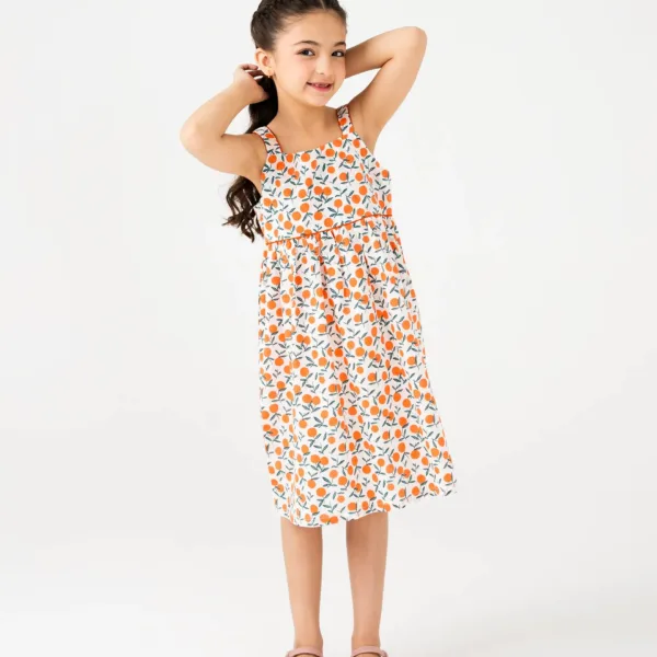 Citrus Twirl Cotton Dress