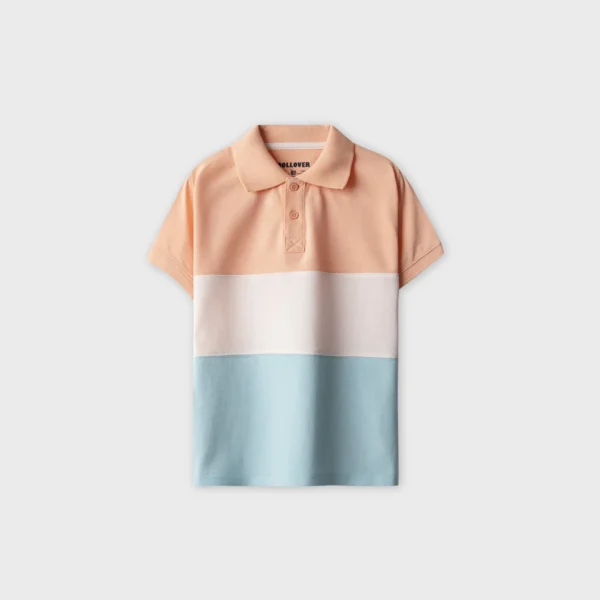 Boys Peach Panel Polo Shirt