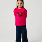 Girls Fuchsia Heart Sparkle Tee