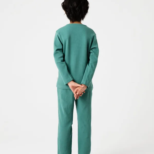 Boys Green Henley Waffle Co-ord Set