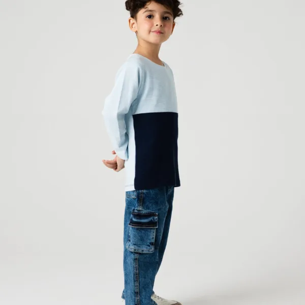 Boys Aqua Block Drop Tee