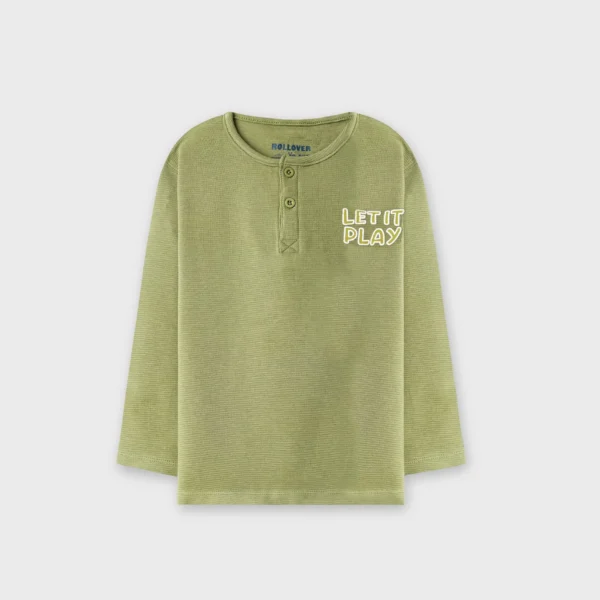Boys Olive Play Henley Tee
