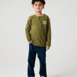 Boys Olive Play Henley Tee