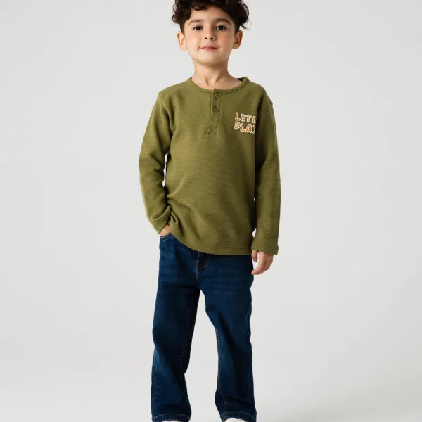 Boys Olive Play Henley Tee
