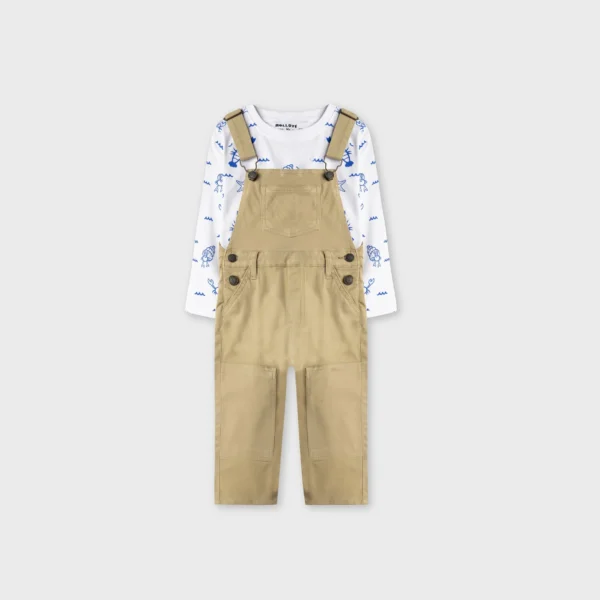Boys Khaki Adventure Dungaree Set