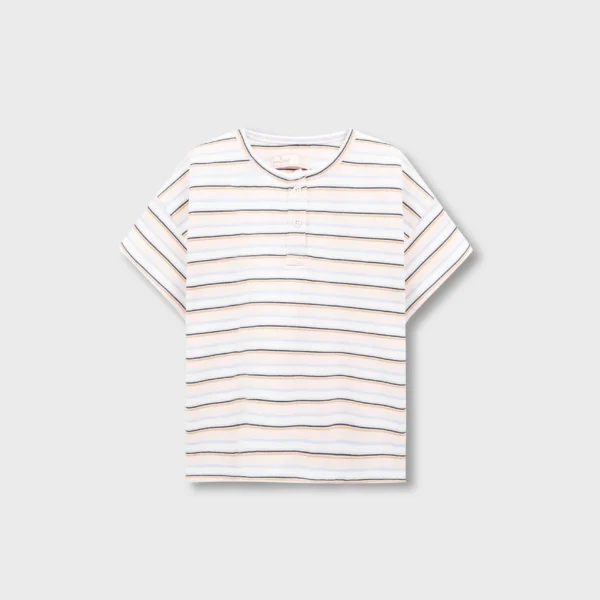 Girls Lycra Striped Henley Tee