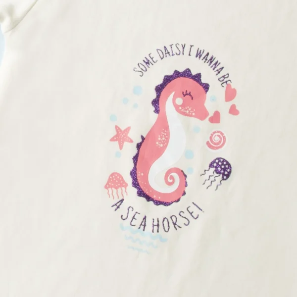 Girls Seahorse & Daisy Spread Romper Set - (Pack of 2)