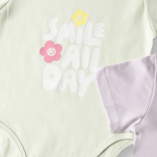 Girls Smile Blossom Bodysuit Set (Pack of 2)