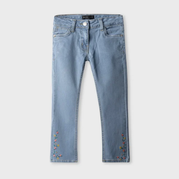 Girls Floral Boot Cut Denim Jeans