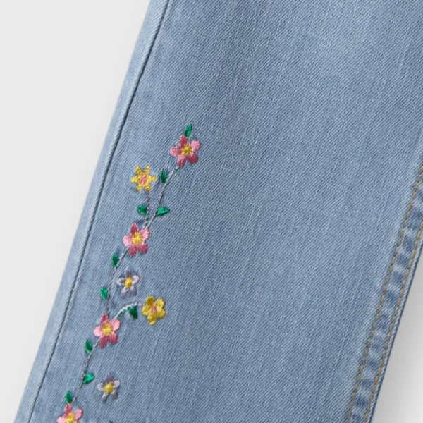 Girls Floral Boot Cut Denim Jeans