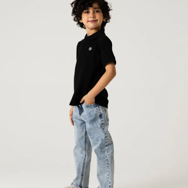 Boys Classic Black Pique Polo