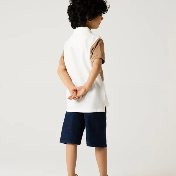 Boys Off-White Beige Panel Polo