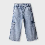 Girls Wide Leg Denim Cargo Jeans