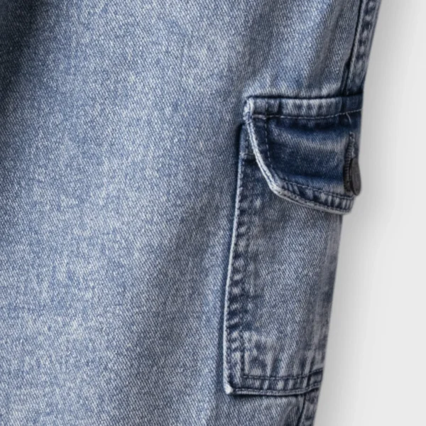 Girls Wide Leg Denim Cargo Jeans