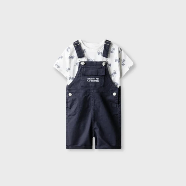 Boys Controller Print Dungaree Set