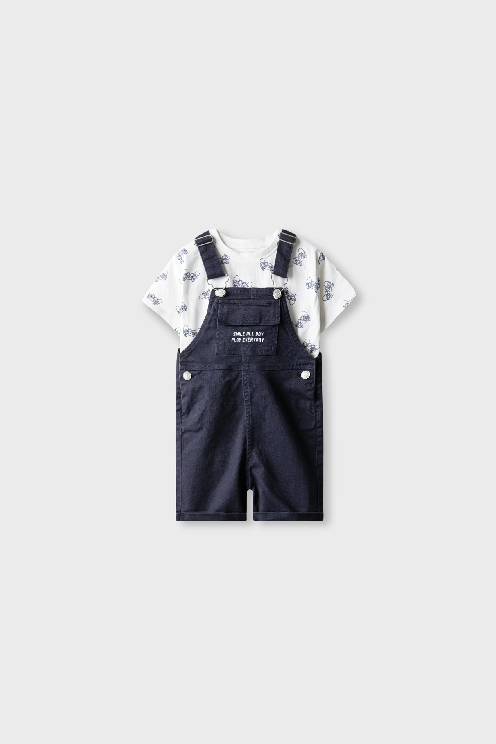 Boys Controller Print Dungaree Set