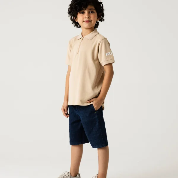 Boys Smart Zip Beige Polo