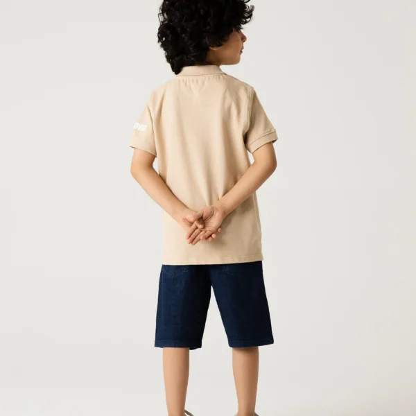Boys Smart Zip Beige Polo