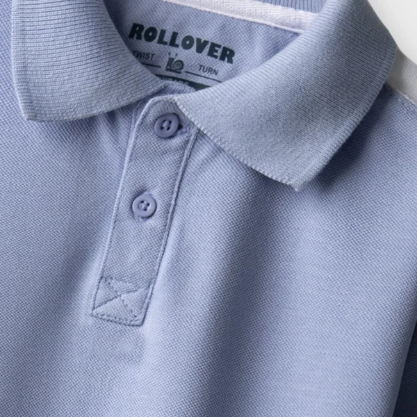 Boys Indigo White Panel Polo Shirt