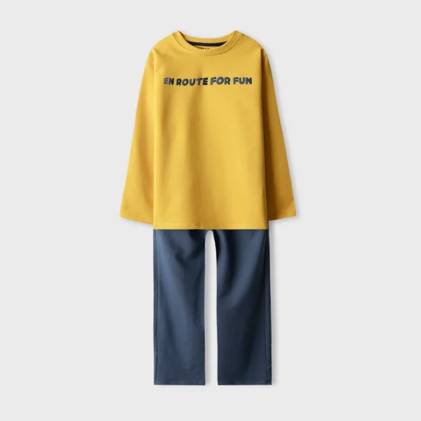 Boys Mustard Navy Mini Terry Co-ord