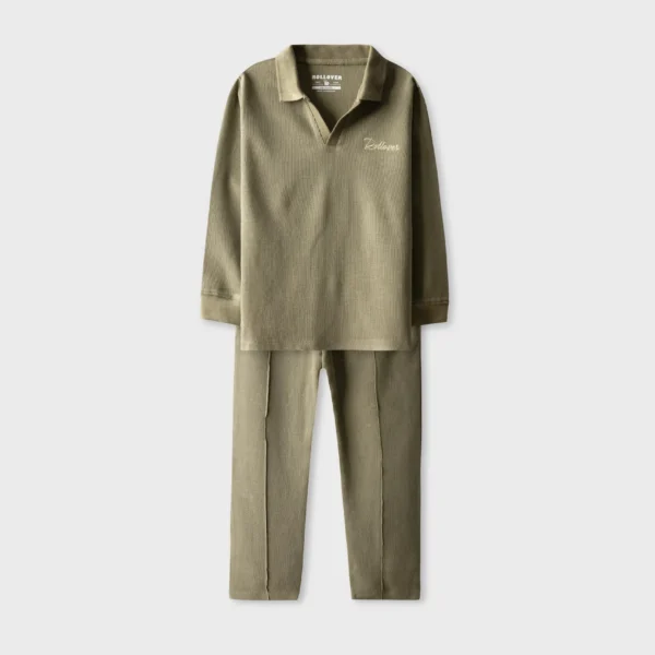 Boys Signature Olive Waffle Co-ord Set