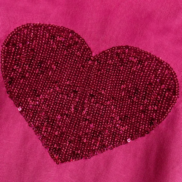 Girls Fuchsia Heart Sparkle Tee