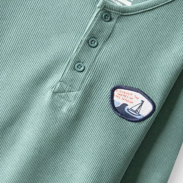 Boys Green Henley Waffle Co-ord Set