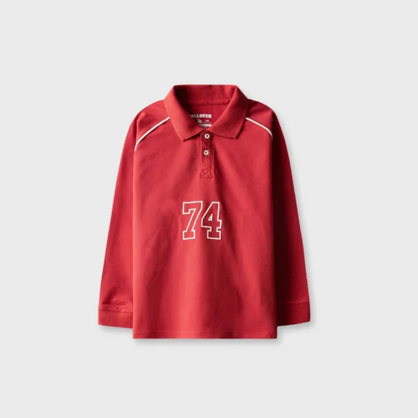 Boys Bold Red Athletic Raglan Polo