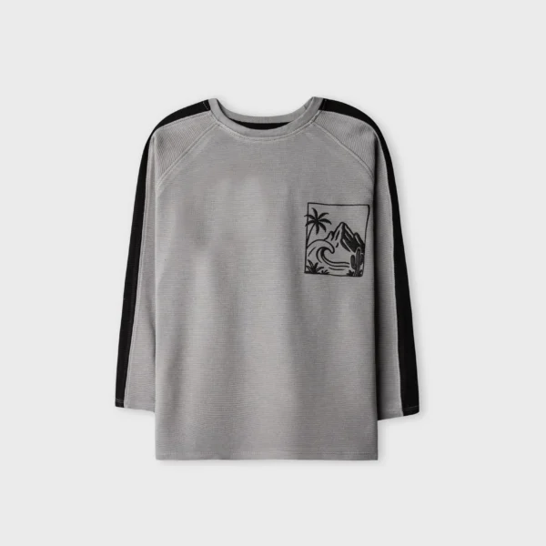 Boys Shadow Grey Raglan Tee