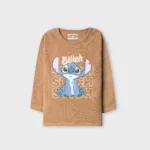 Girls Stitch Pop Brown Textured Tee