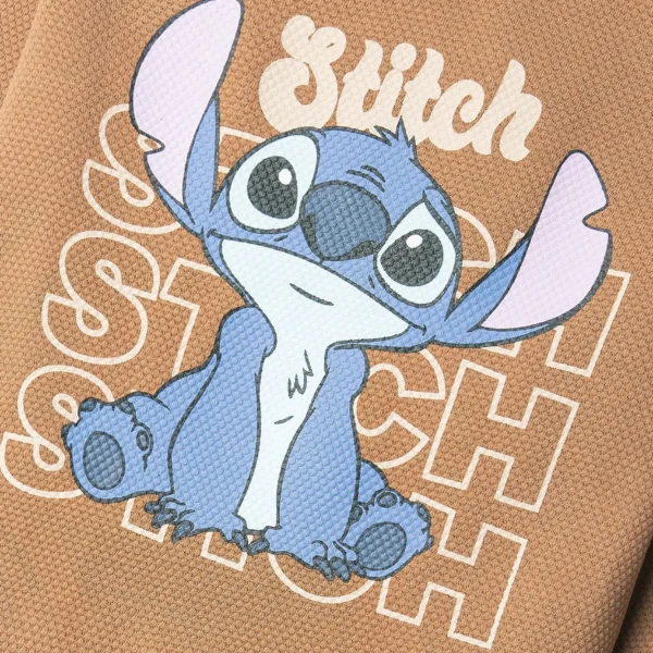 Girls Stitch Pop Brown Textured Tee