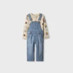 Boys Safari Blue Dungaree Set