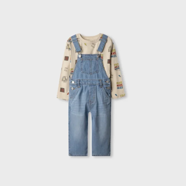 Boys Safari Blue Dungaree Set