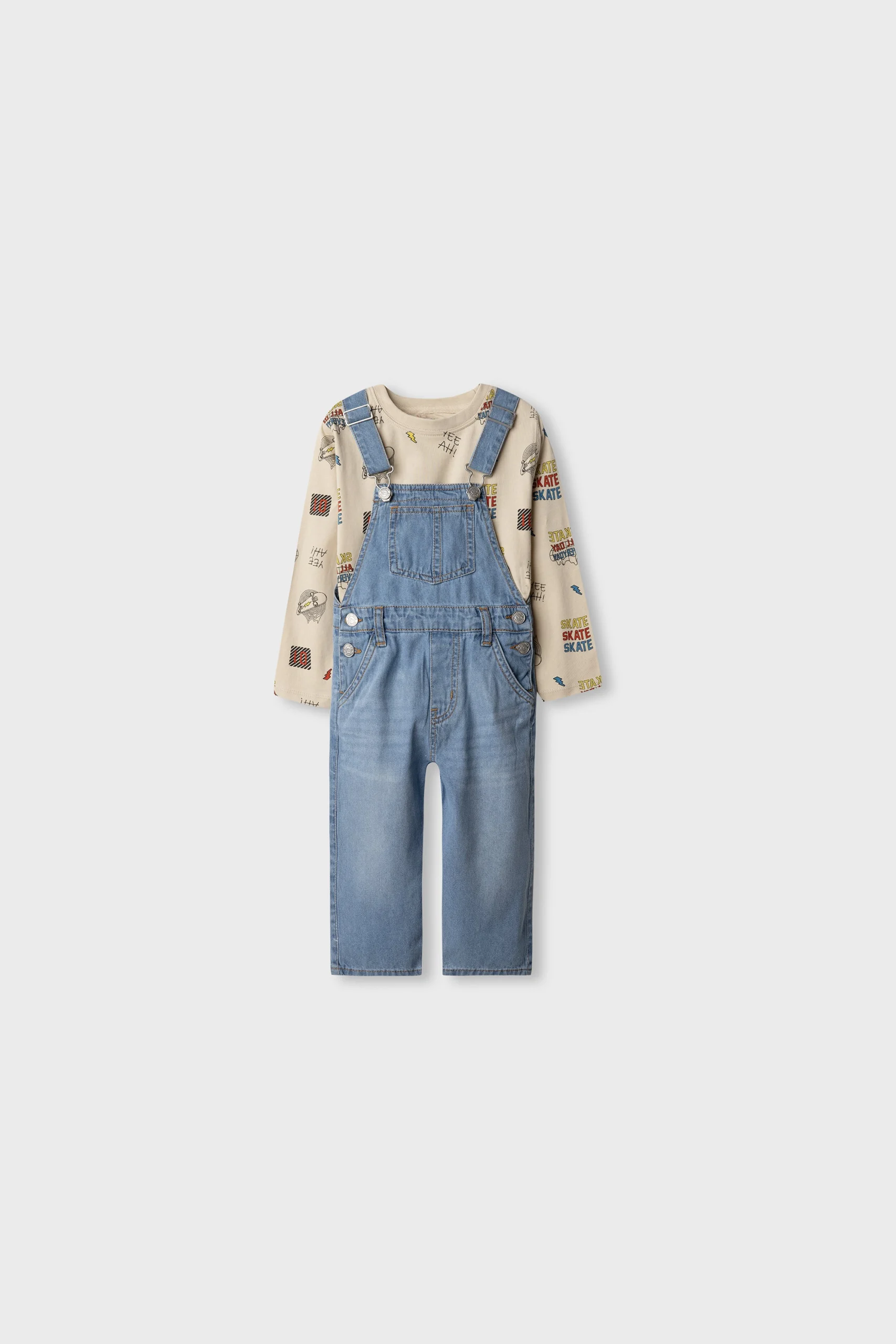 Boys Safari Blue Dungaree Set