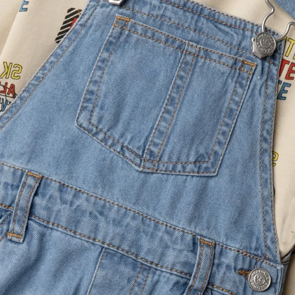 Boys Safari Blue Dungaree Set