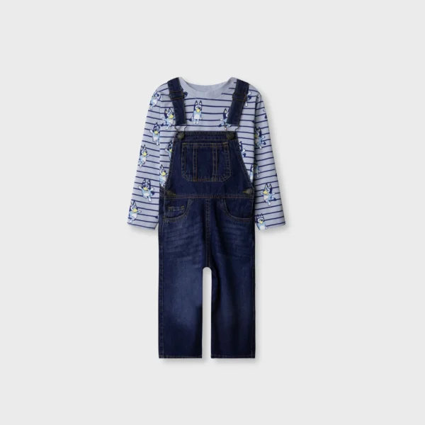 Junior Boys Trek Mid-Blue Dungaree Set