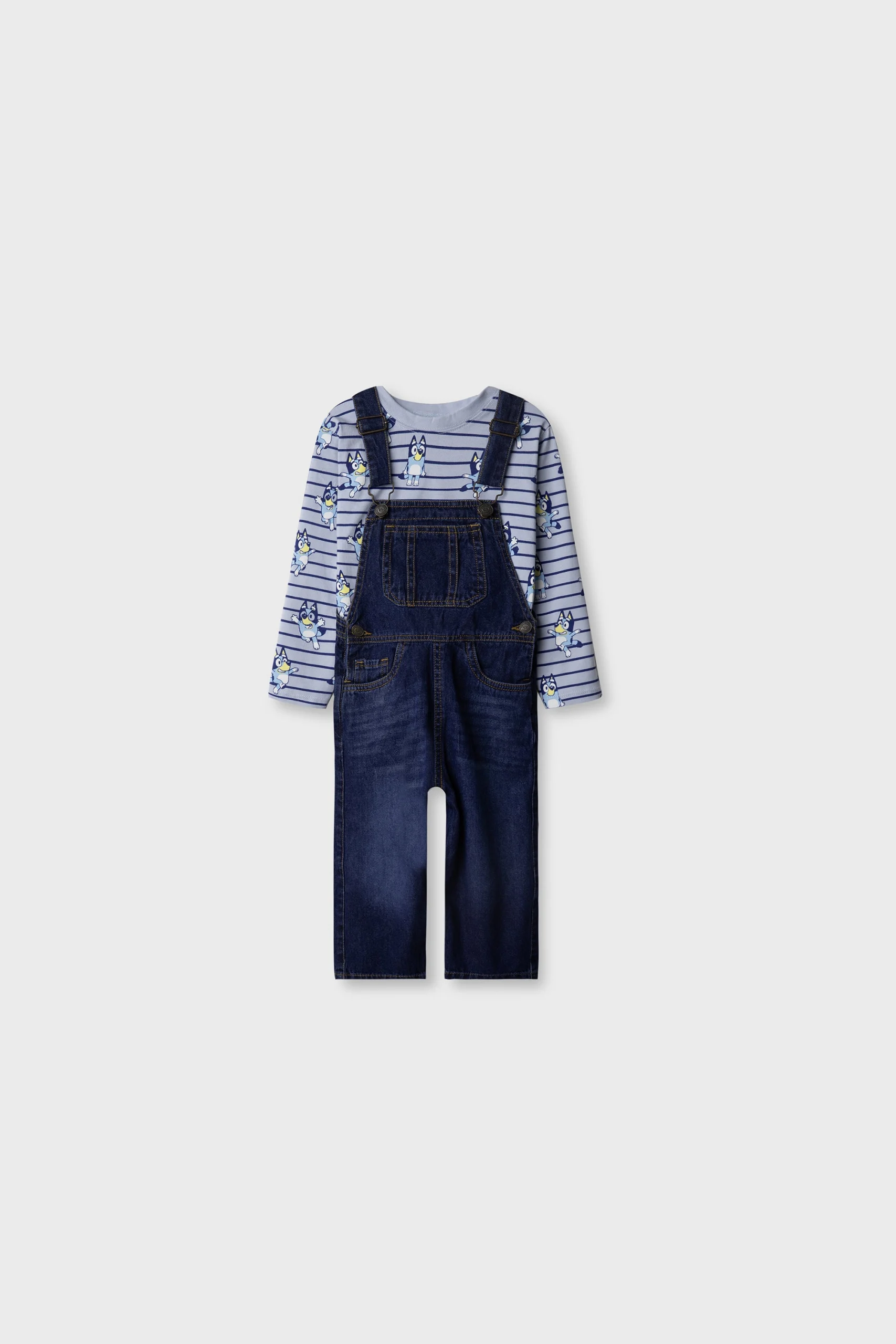 Junior Boys Trek Mid-Blue Dungaree Set